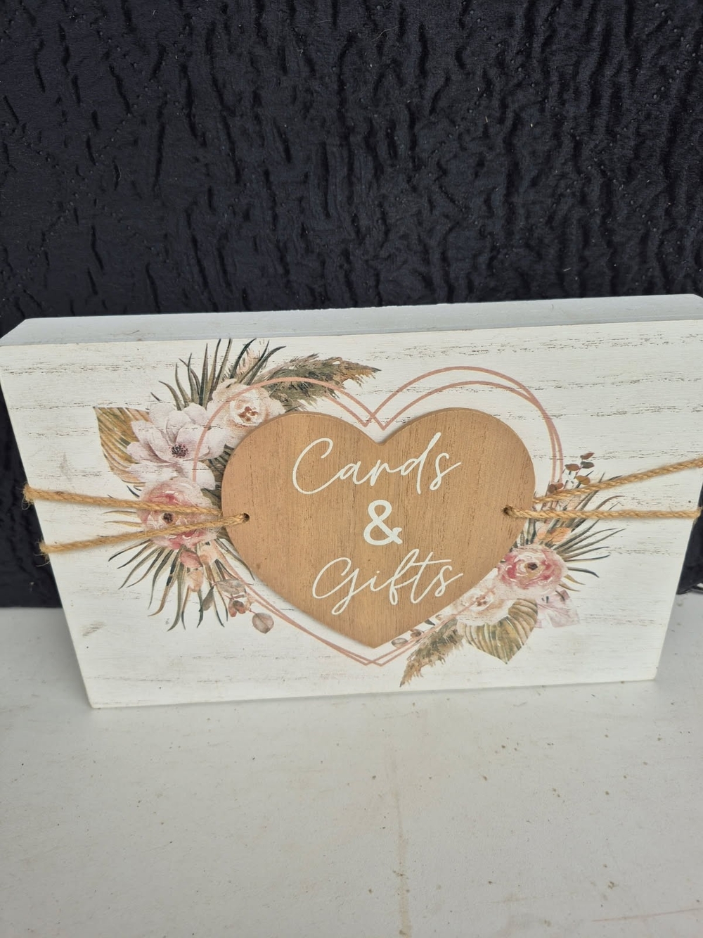 Rustic White and Natural 'Cards & Gifts' Decorative Sign